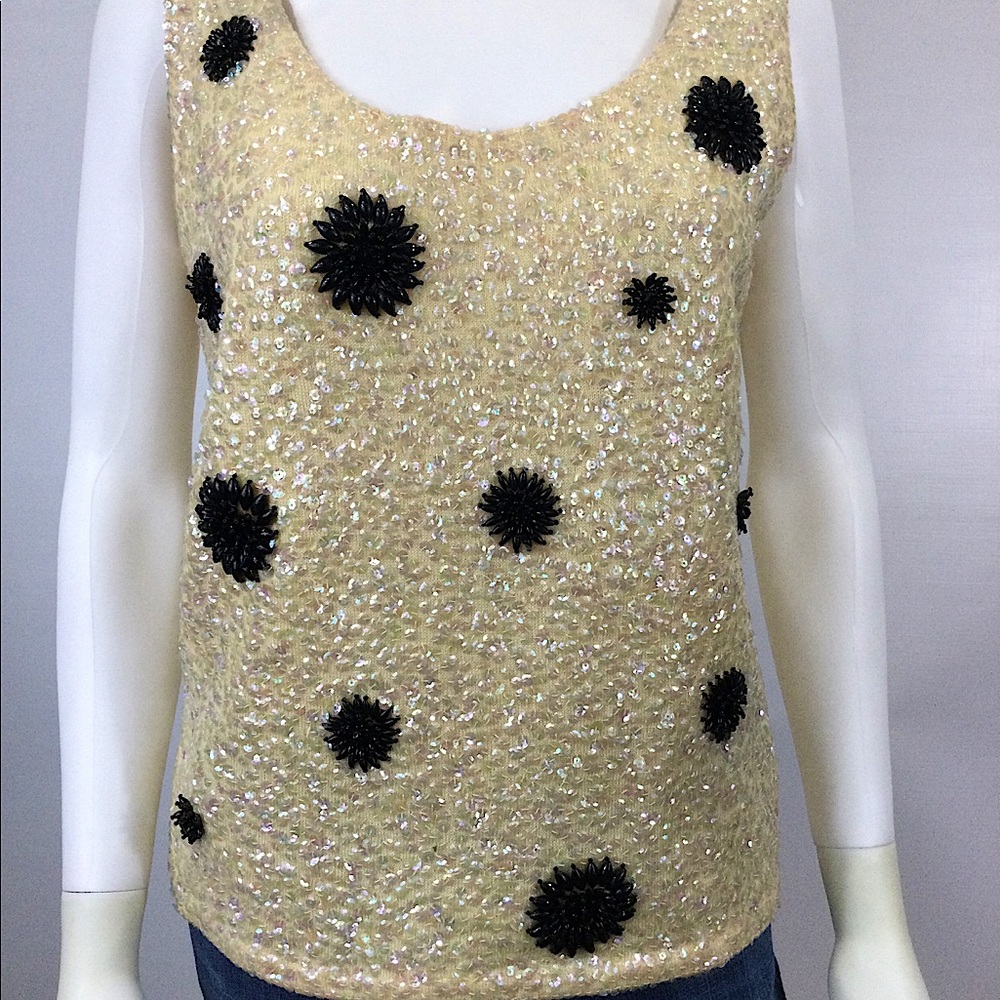 Vintage 1950’s Black Beads & Iridescent sequins Tank Top